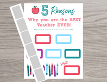Load image into Gallery viewer, Best Teacher Ever Scratch Off Card