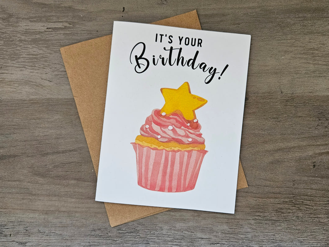 It's Your Birthday Pink Cupcake Card