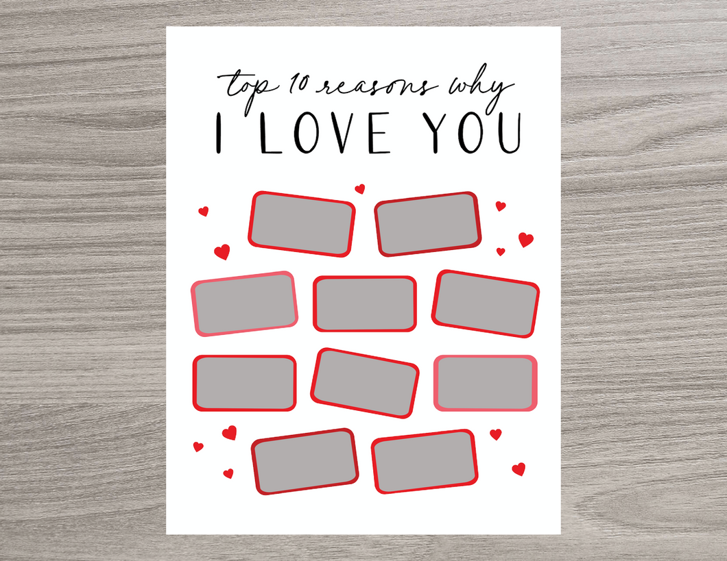 10 Reasons Why I Love You Scratch Off Card